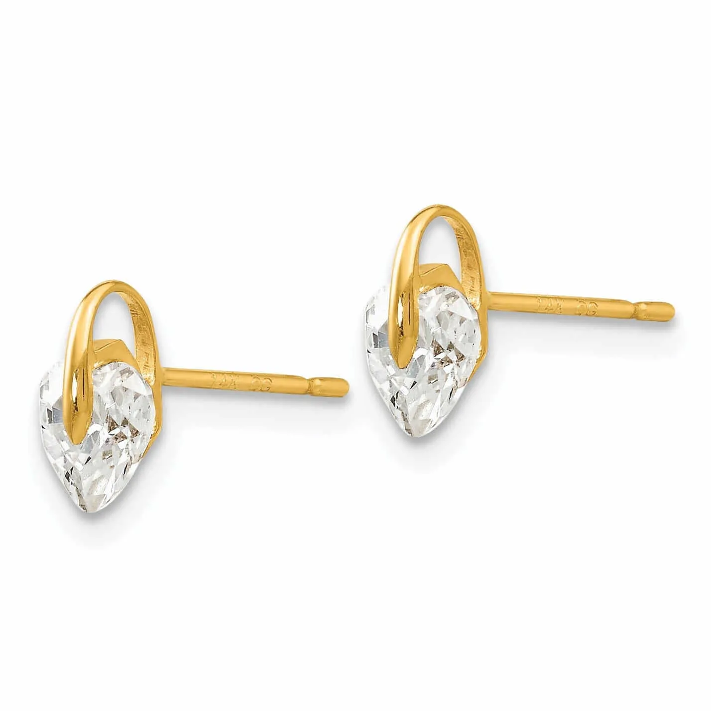 14k Madi K CZ Childrens Heart Post Earrings