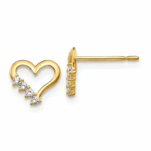 14k Madi K CZ Childrens Heart Post Earrings