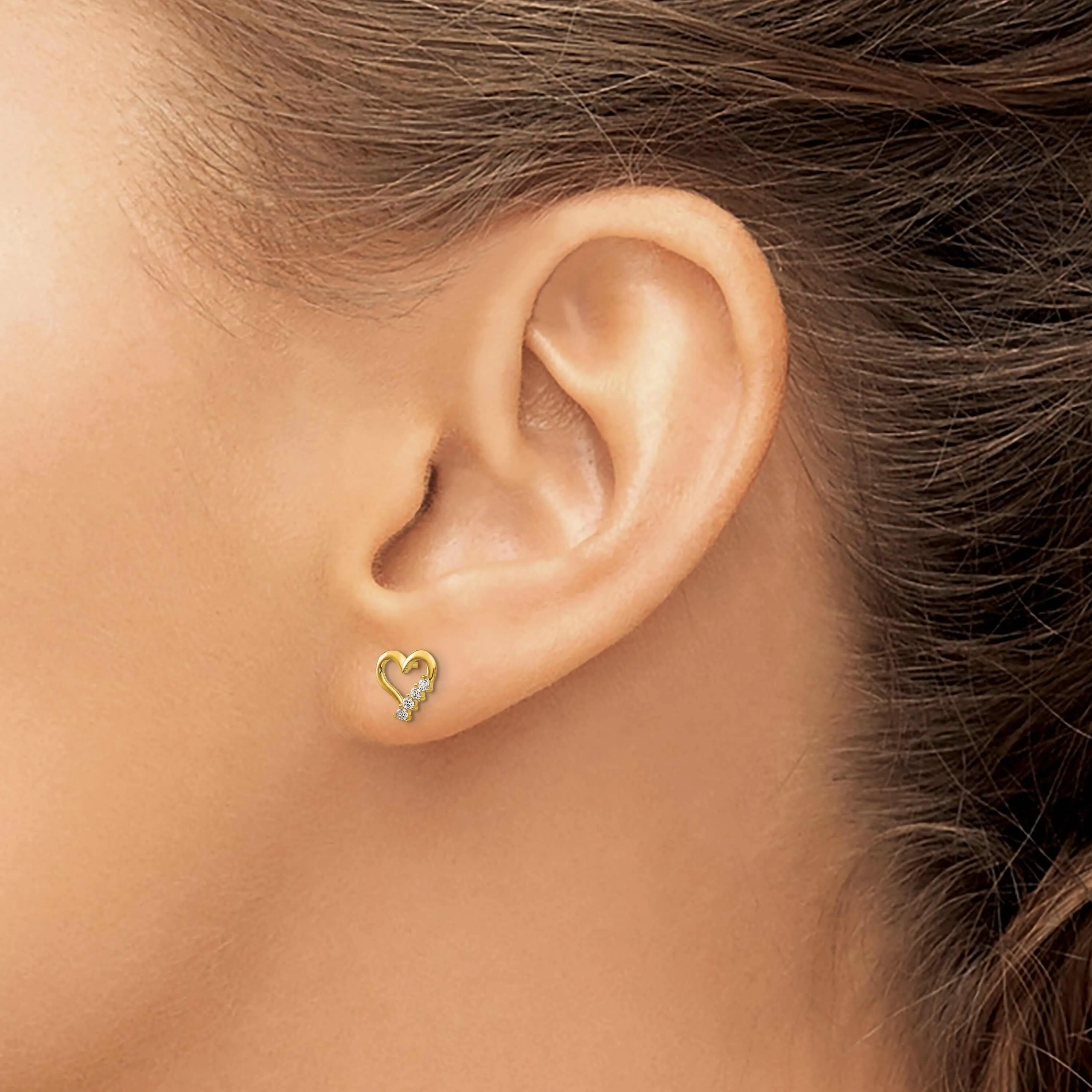14k Madi K CZ Childrens Heart Post Earrings