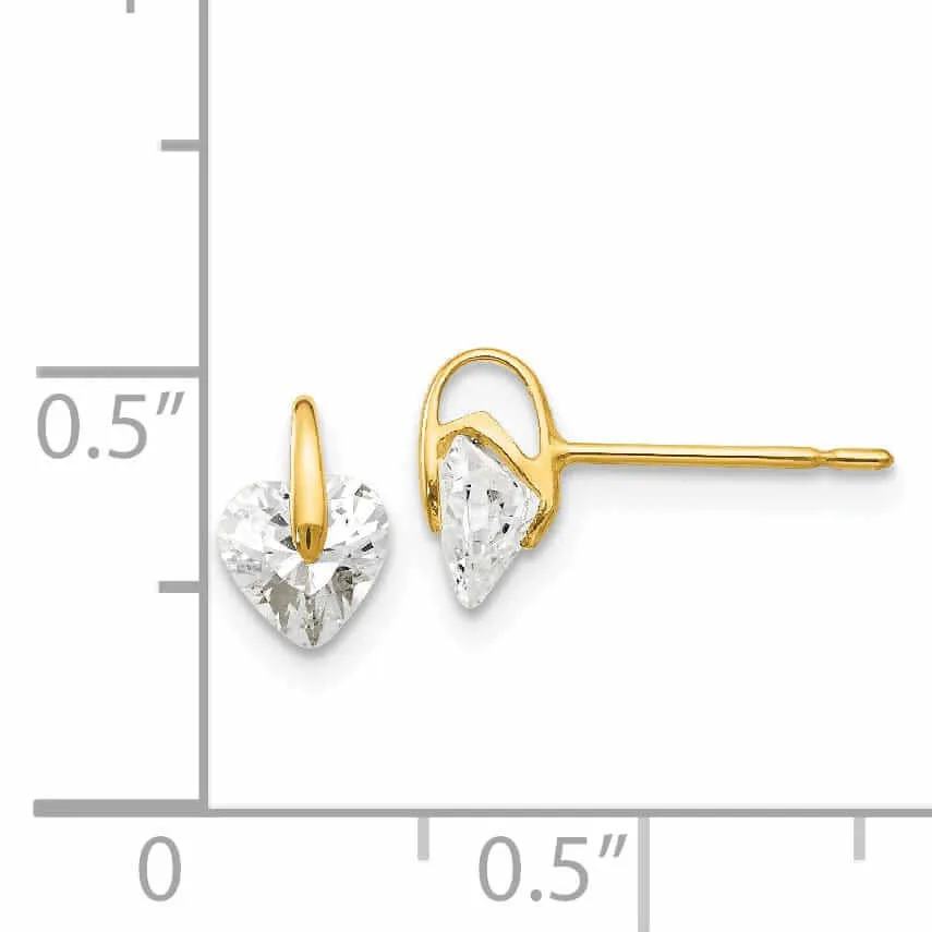 14k Madi K CZ Childrens Heart Post Earrings