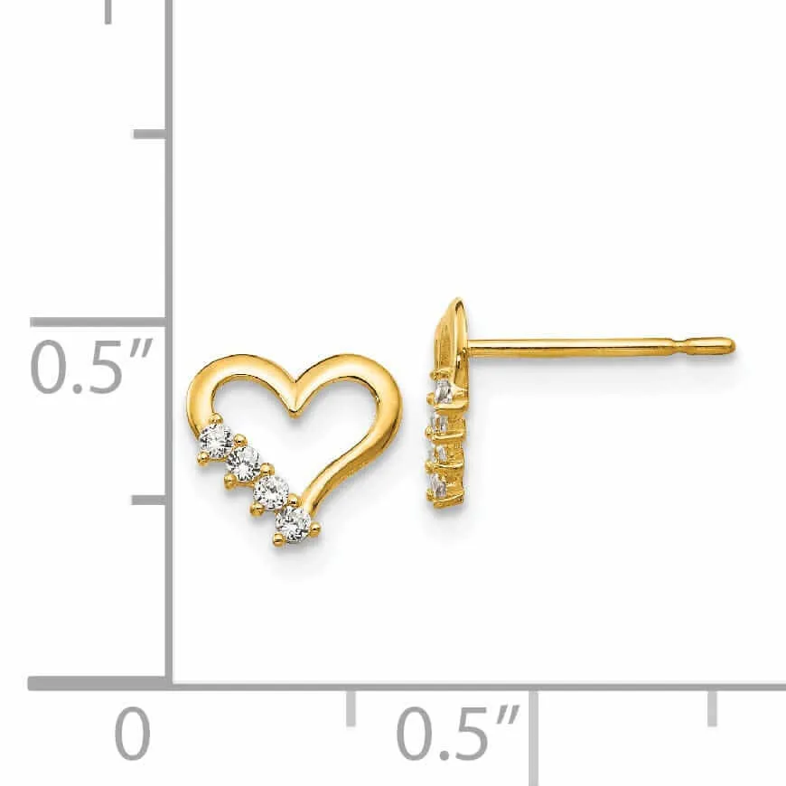 14k Madi K CZ Childrens Heart Post Earrings