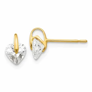 14k Madi K CZ Childrens Heart Post Earrings