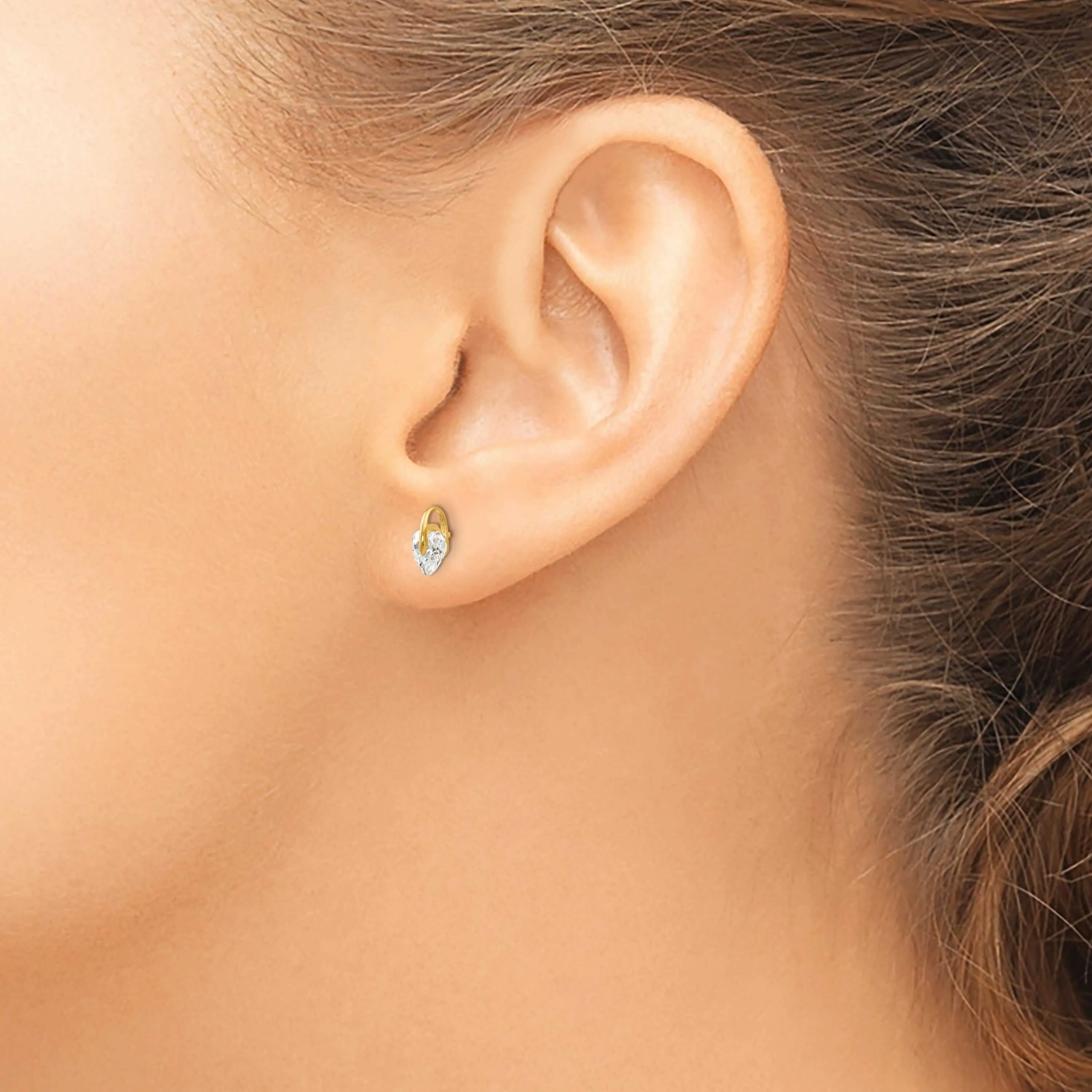 14k Madi K CZ Childrens Heart Post Earrings