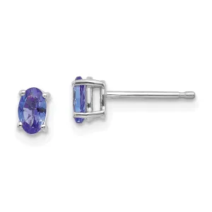 14k White Gold Oval Tanzanite Earrings