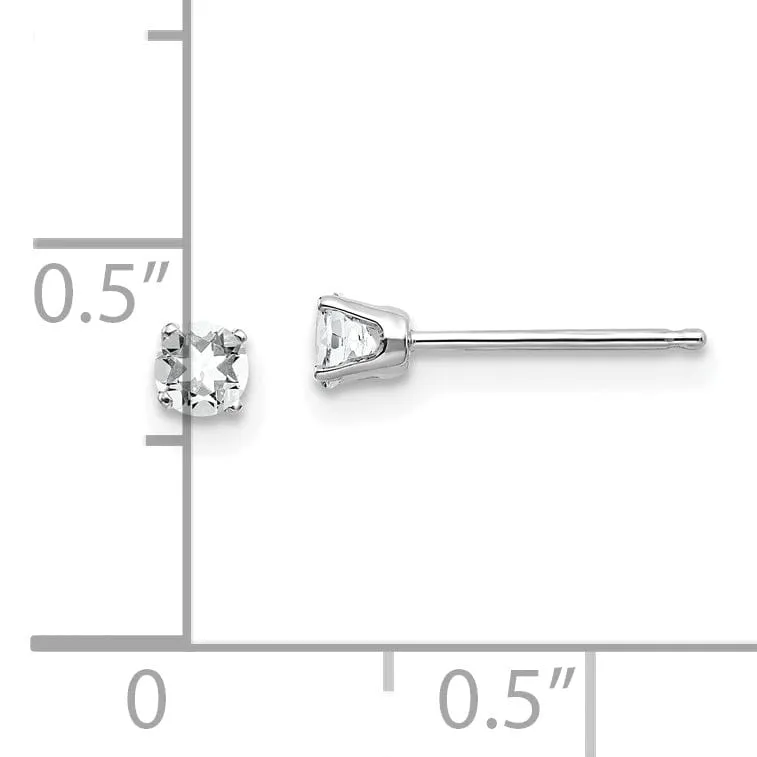 14k White Gold White Topaz Birthstone Earrings