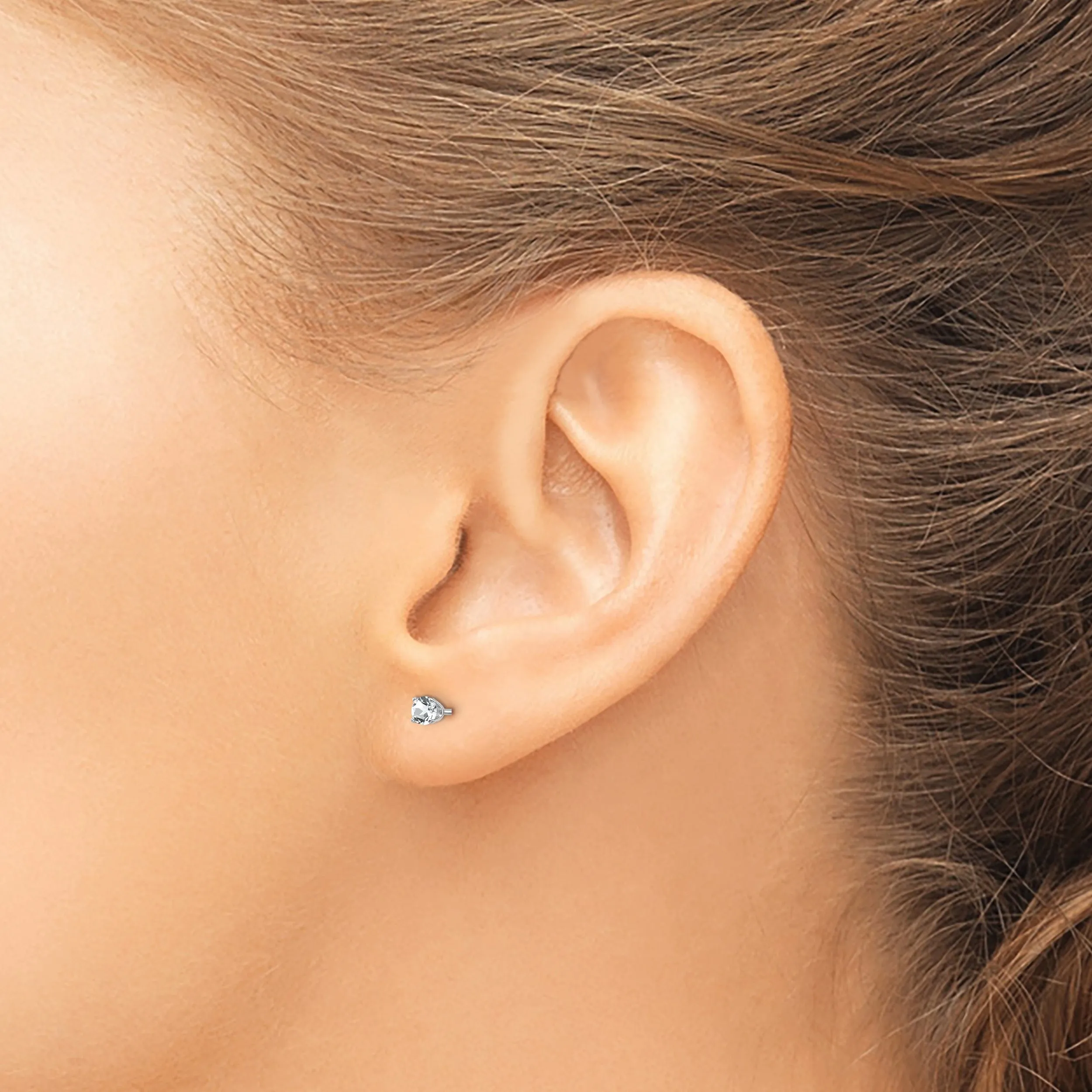 14k White Gold White Topaz Birthstone Earrings