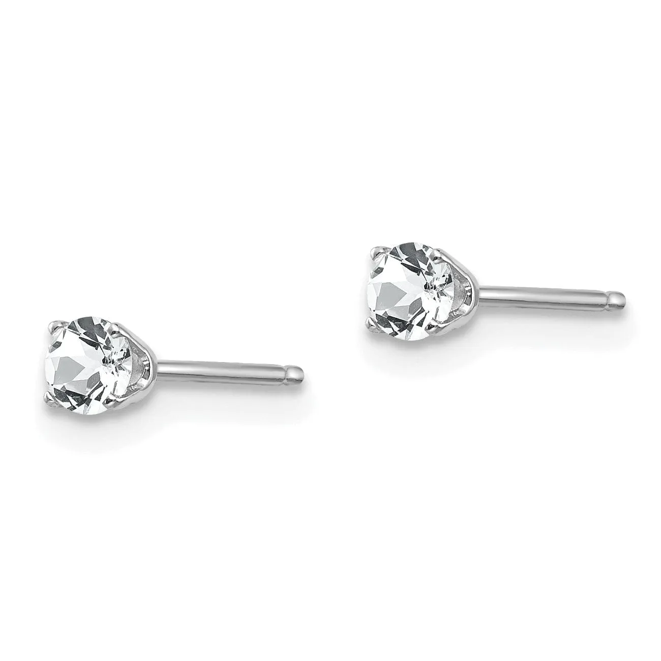 14k White Gold White Topaz Birthstone Earrings