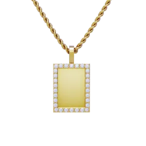 14k Yellow Gold Rectangle Shaped Diamond Memory Charm Pendant 0.70 Cwt.