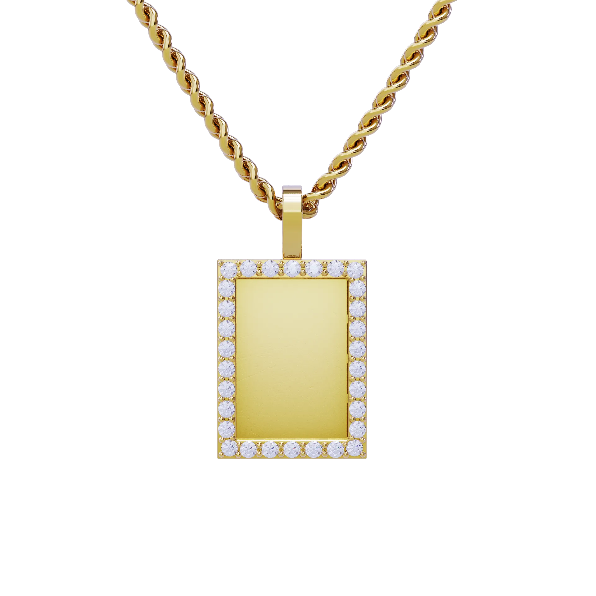 14k Yellow Gold Rectangle Shaped Diamond Memory Charm Pendant 0.70 Cwt.