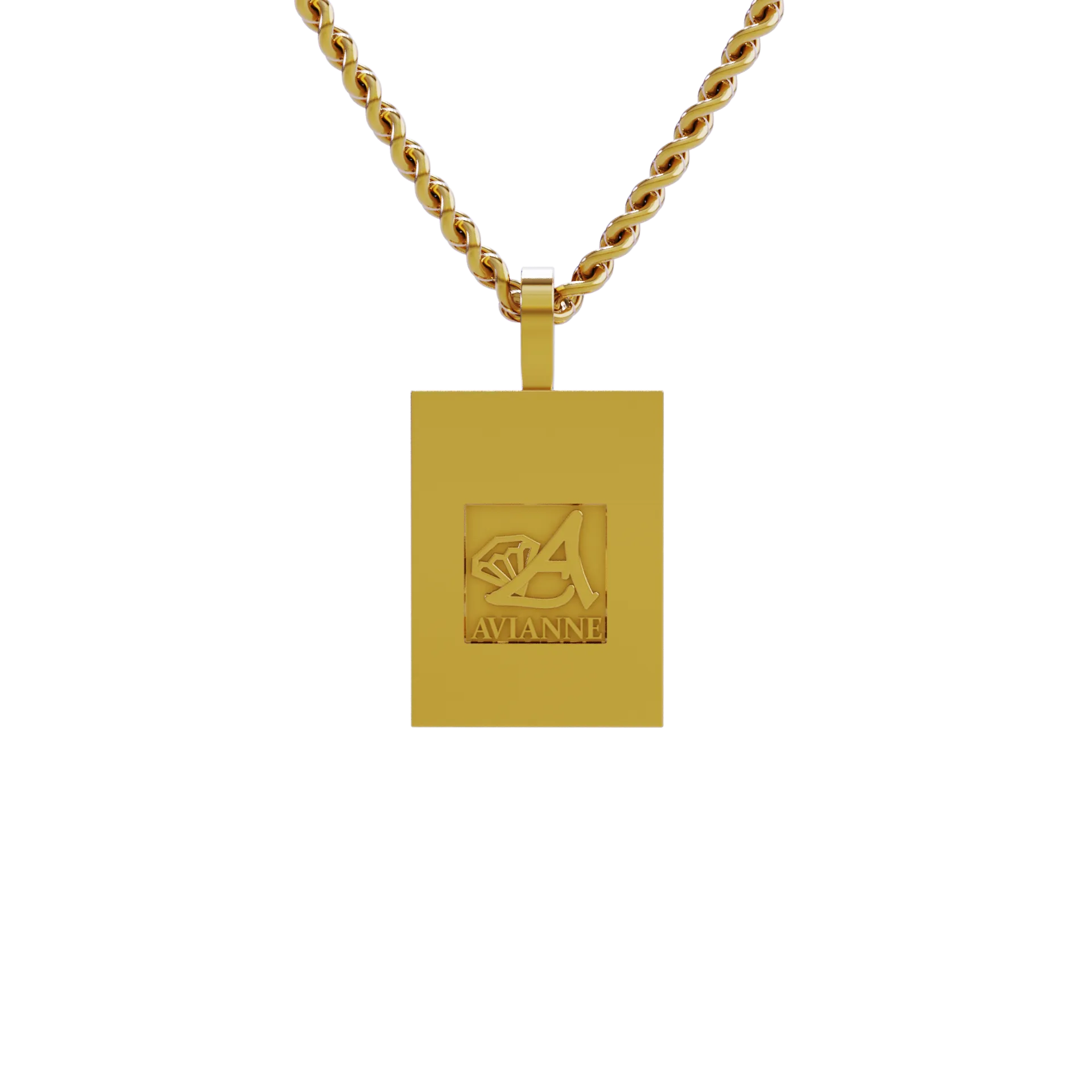 14k Yellow Gold Rectangle Shaped Diamond Memory Charm Pendant 0.70 Cwt.