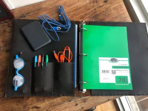 5 Pocket Binder / 8.5 x 11 Loose Leaf Binder / Handmade Leather 3 Ring Binder