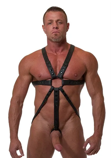 665 - Body Harnas - Neoprene Jock Harness -  Zwart - Riemenbody -  Verkrijgbaar in S/M en L/XL