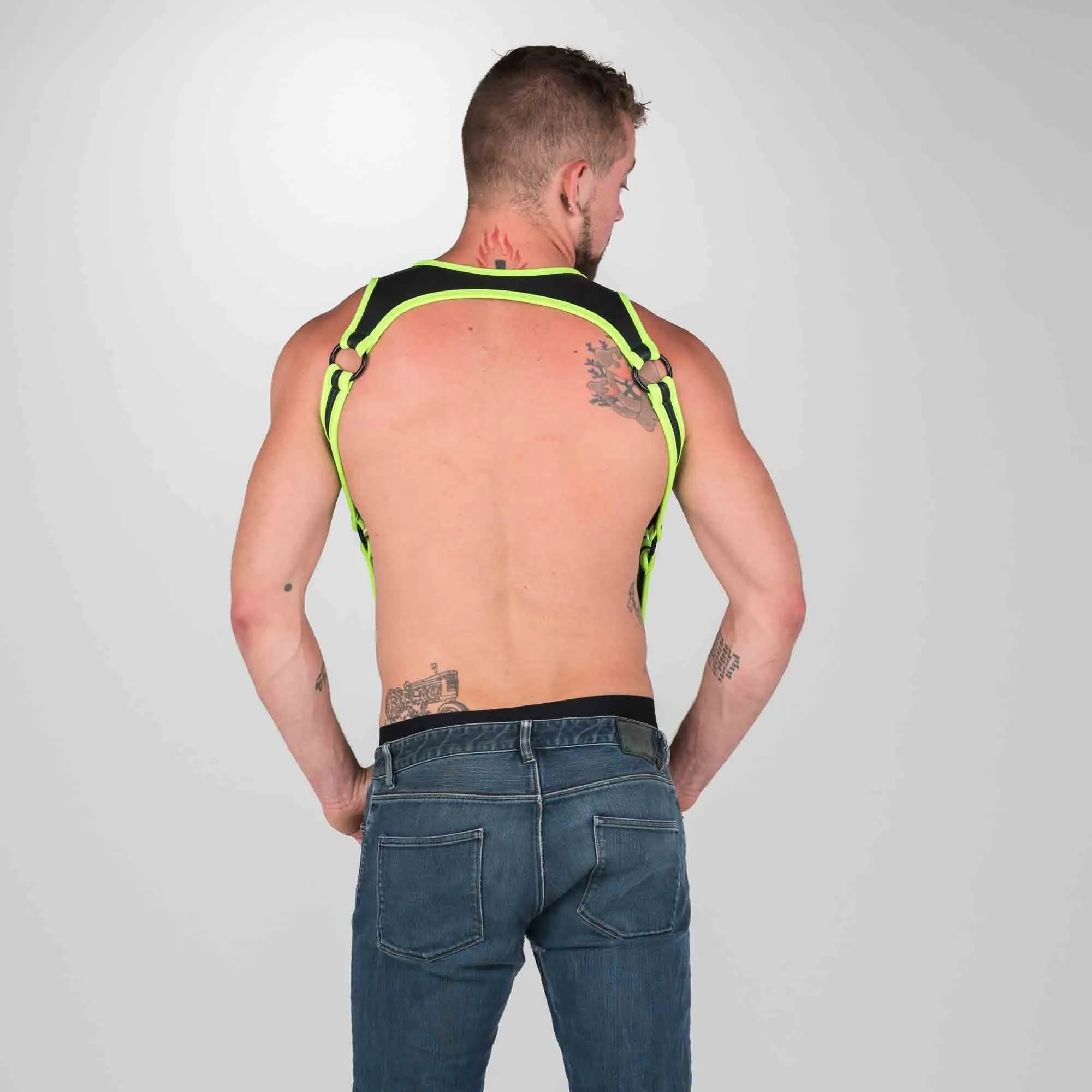 665 Neoprene - Riemenbody - Bretels - Zwart/Groen - Verkrijgbaar in 2 maten - Heckler Harness Black / Green