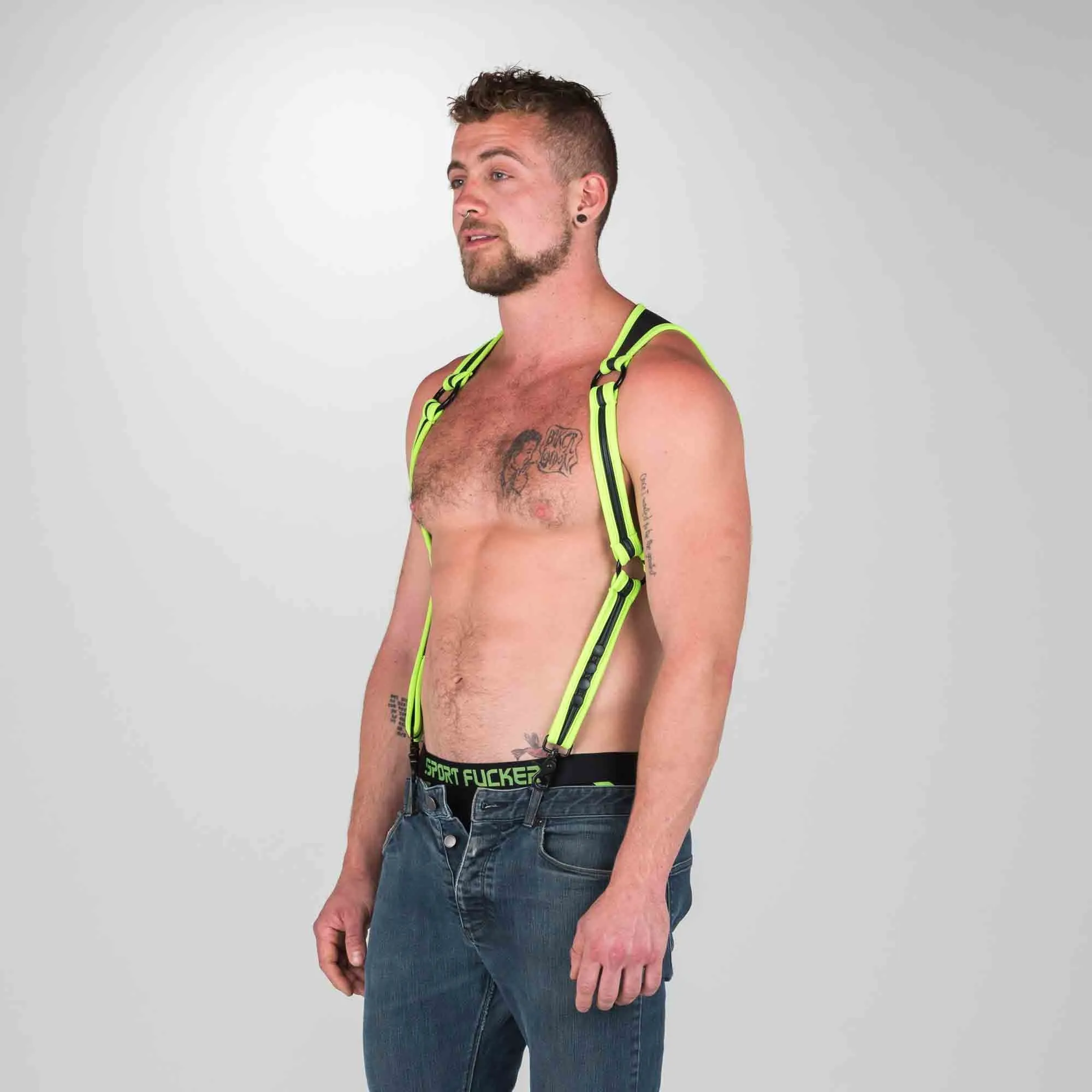 665 Neoprene - Riemenbody - Bretels - Zwart/Groen - Verkrijgbaar in 2 maten - Heckler Harness Black / Green