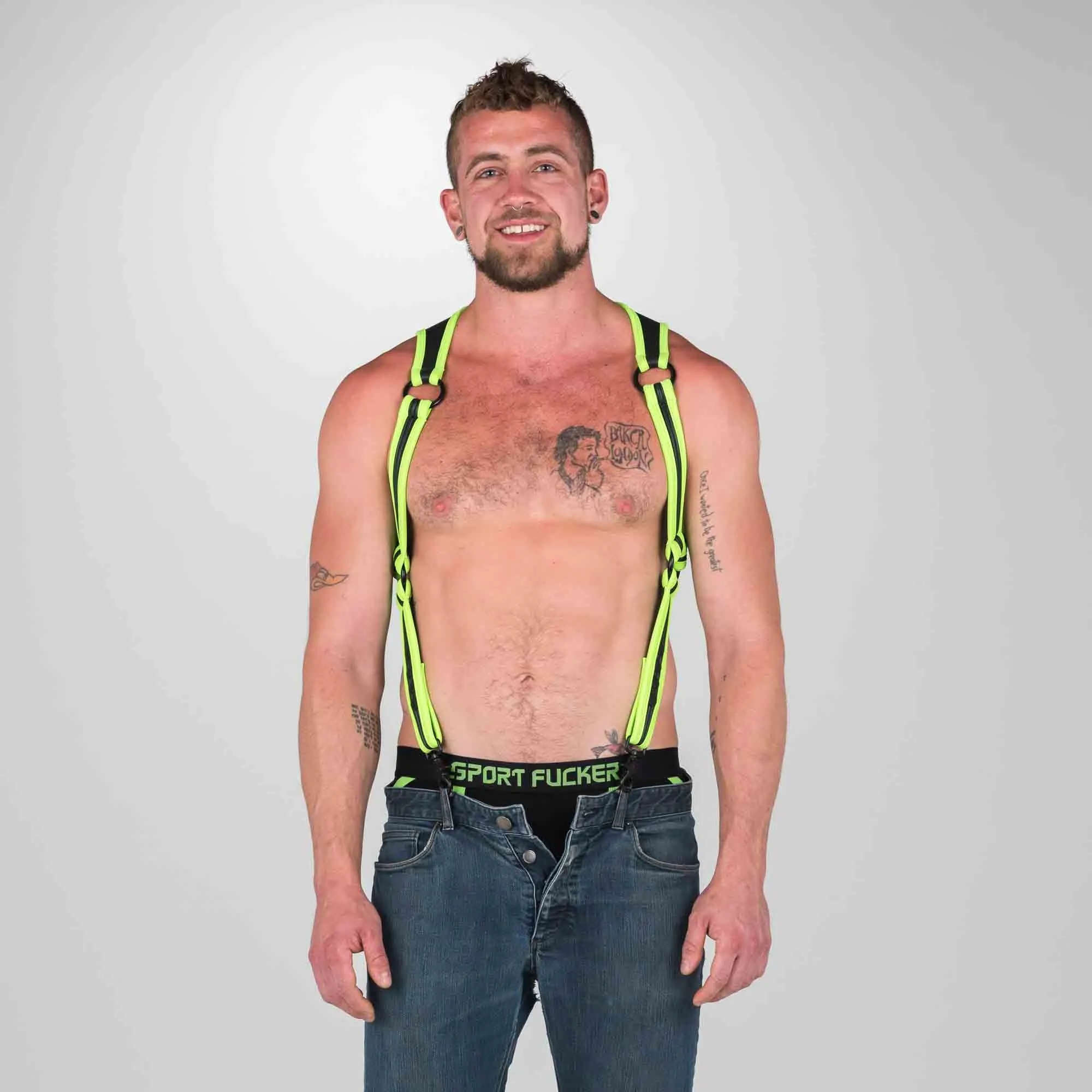 665 Neoprene - Riemenbody - Bretels - Zwart/Groen - Verkrijgbaar in 2 maten - Heckler Harness Black / Green