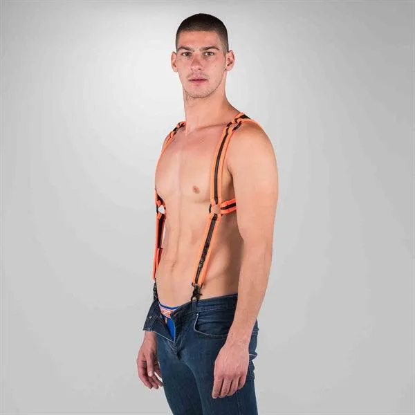 665 Neoprene - Riemenbody - Bretels - Zwart/Oranje - Verkrijgbaar in 2 maten - Heckler Harness Black Orange