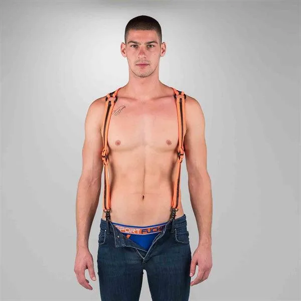 665 Neoprene - Riemenbody - Bretels - Zwart/Oranje - Verkrijgbaar in 2 maten - Heckler Harness Black Orange