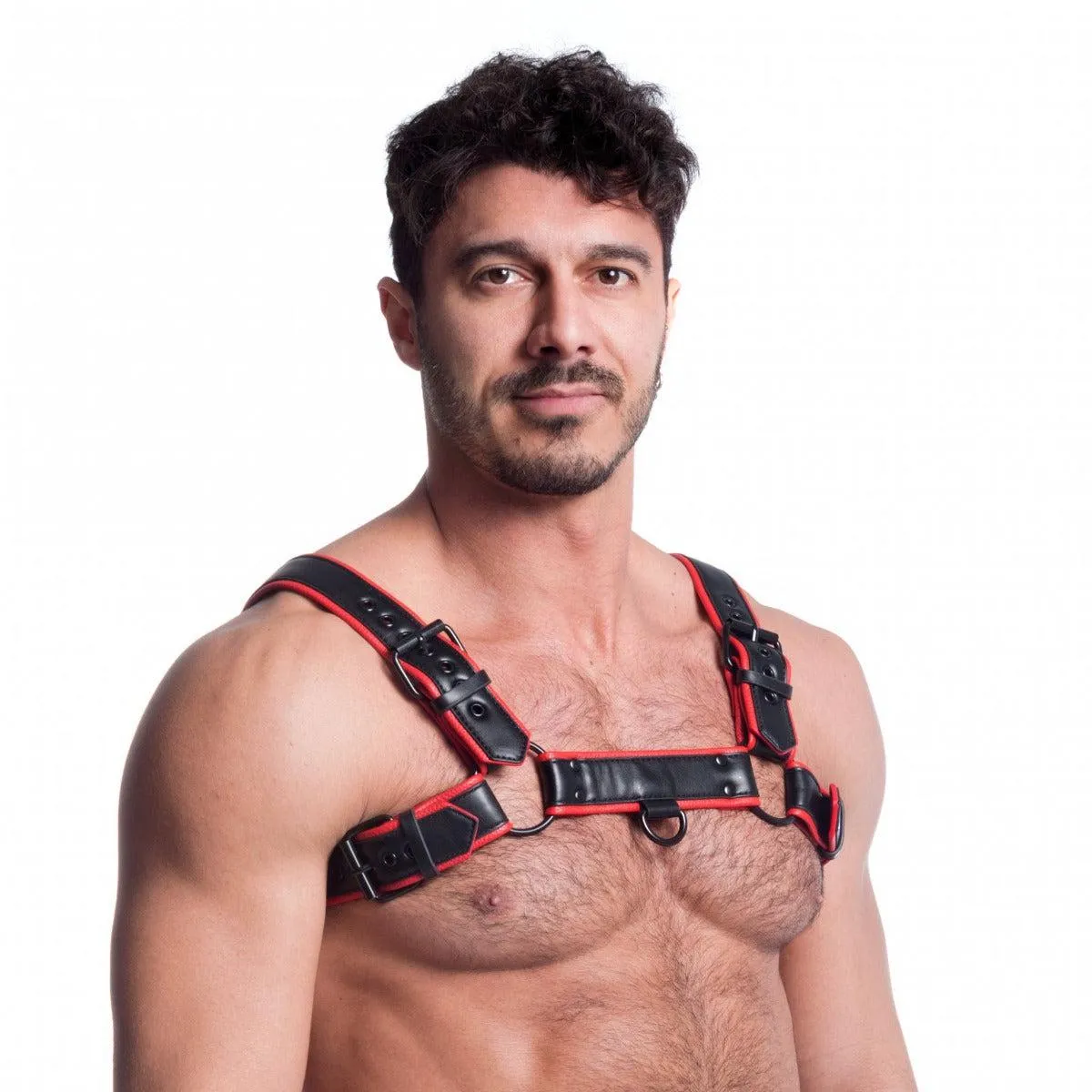 665 Vegan - Bulldog Harnas - PU Leer - Zwart/Rood
