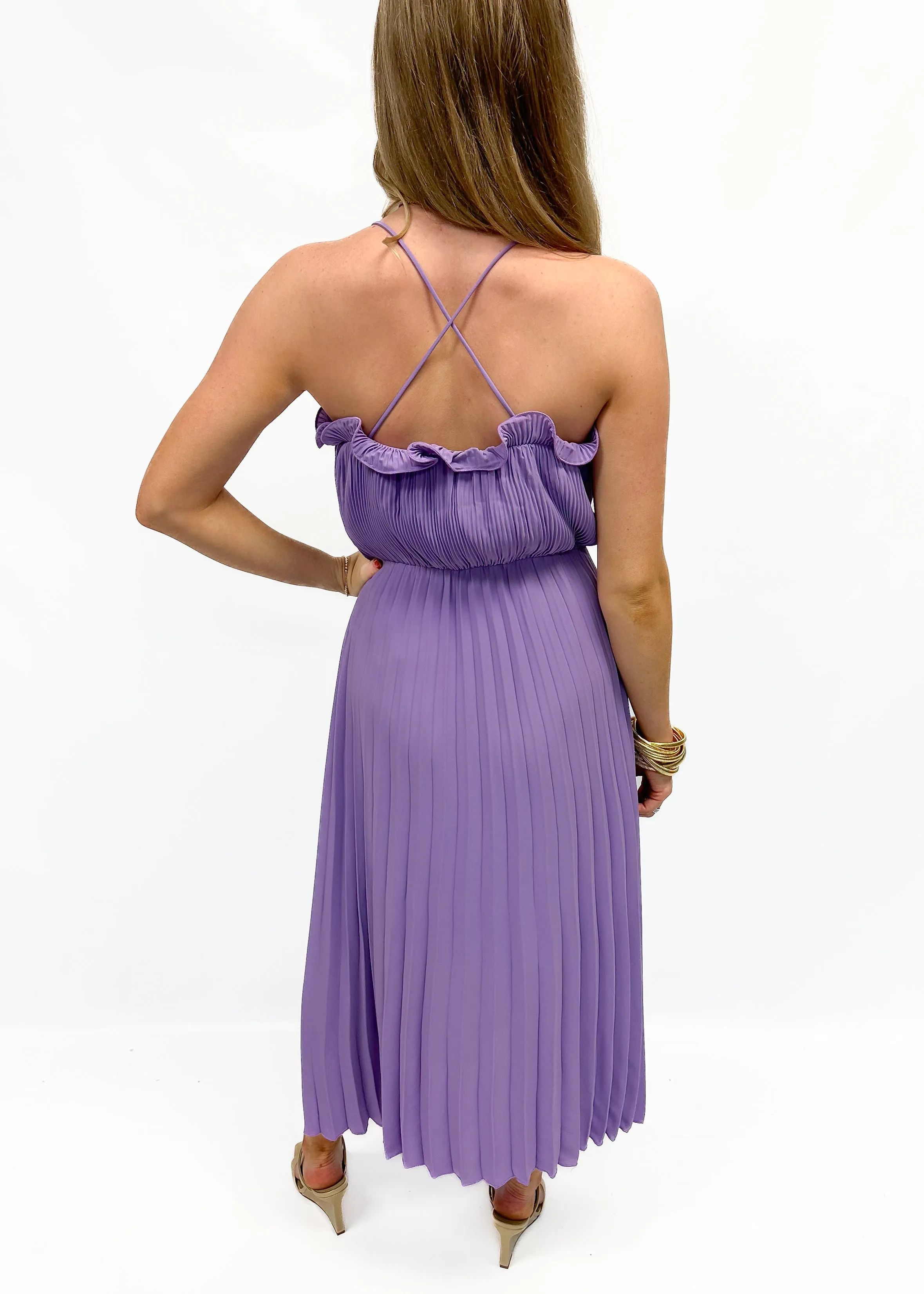 Adelyn Rae Eileen Pleaded Slip Midi Dress