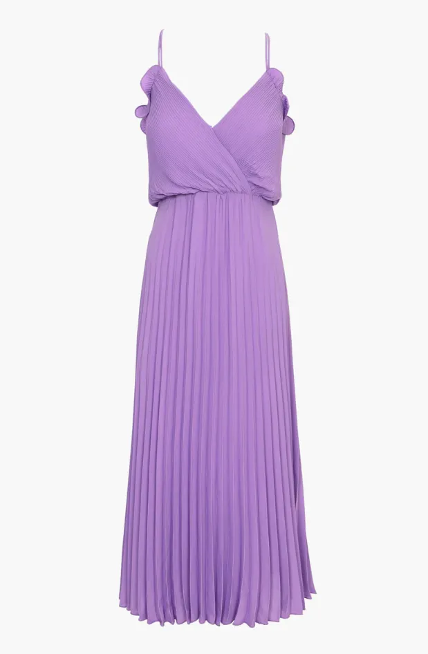 Adelyn Rae Eileen Pleaded Slip Midi Dress