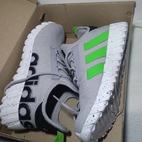 Adidas Kids Size 6.0 Kaptir 3.0 Running Shoe IG2486 Grey/Green/Black New Box