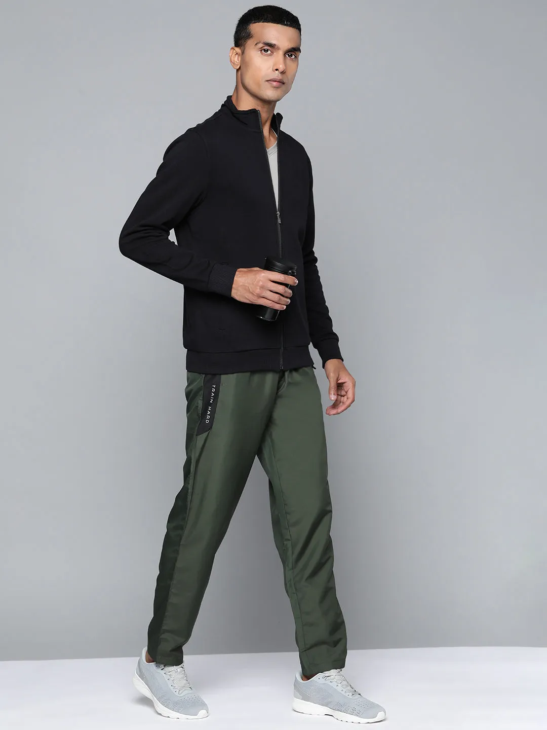 Alcis Men Olive Green Solid Track Pants