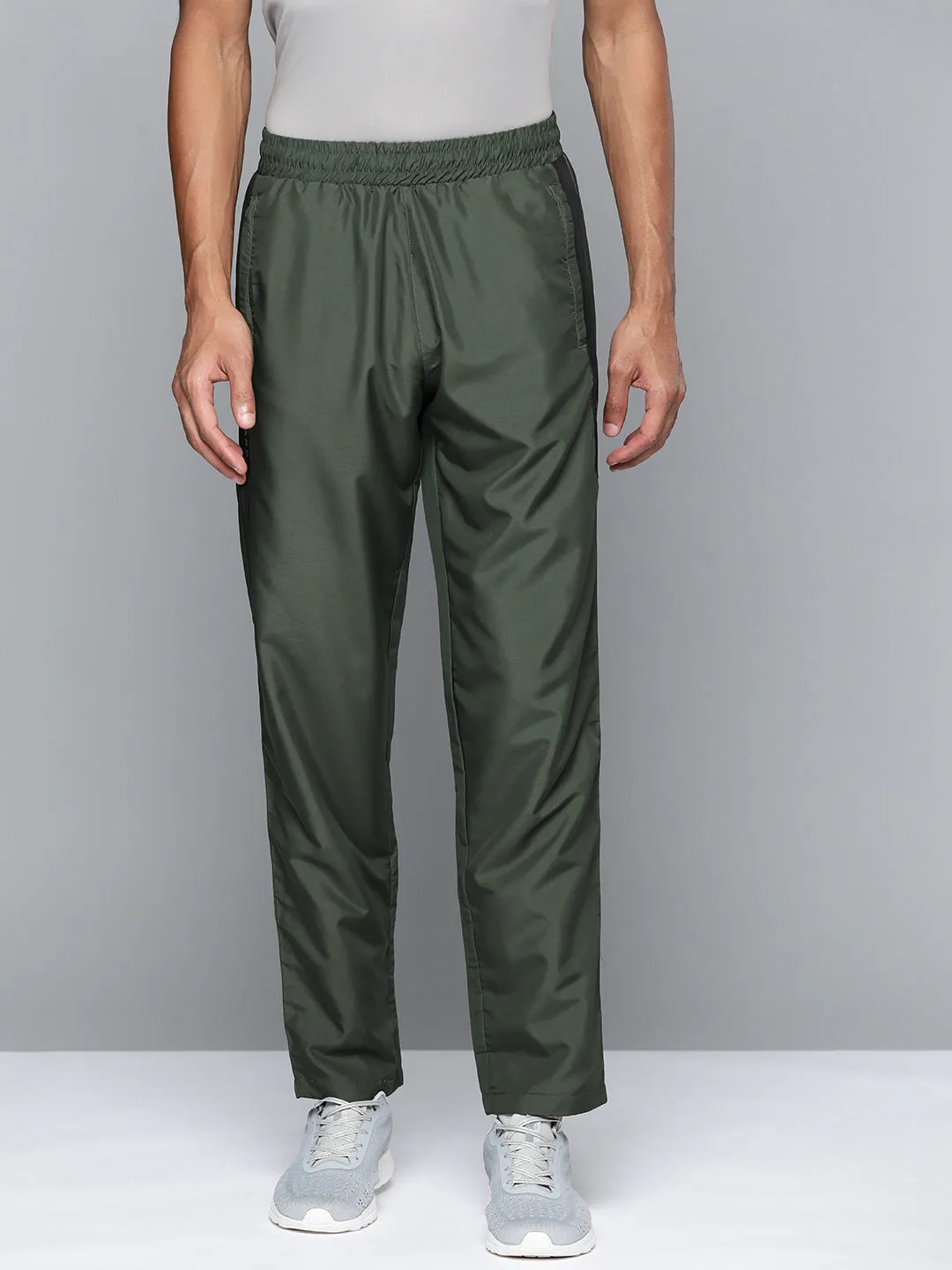 Alcis Men Olive Green Solid Track Pants
