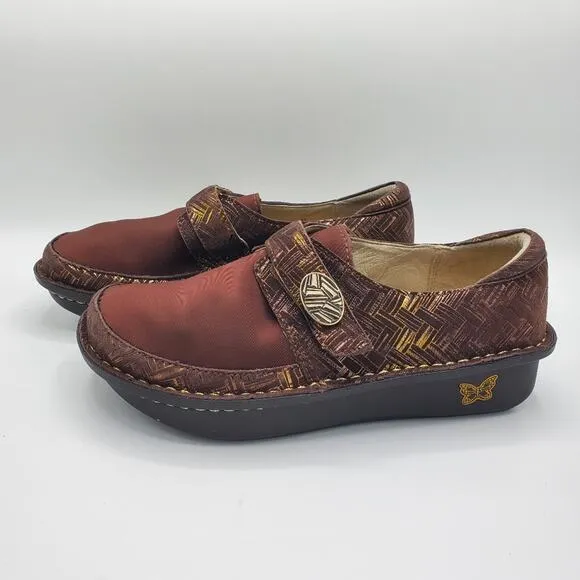 Alegria PG Lite Dream Fit Den Leather Shoe Slip On Buckle Clog Gold Women's 37/7