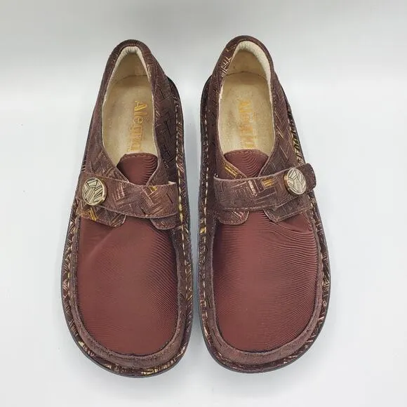 Alegria PG Lite Dream Fit Den Leather Shoe Slip On Buckle Clog Gold Women's 37/7