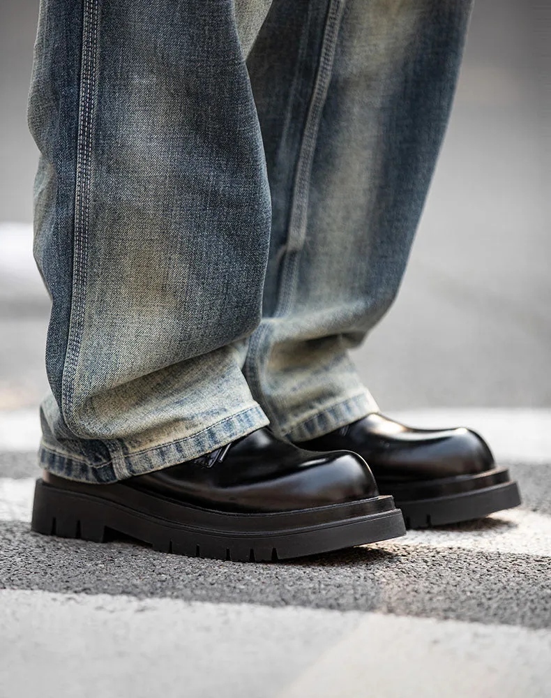 American Lather Thick-Soled High-End Big Head  Unisex Dress Shoes