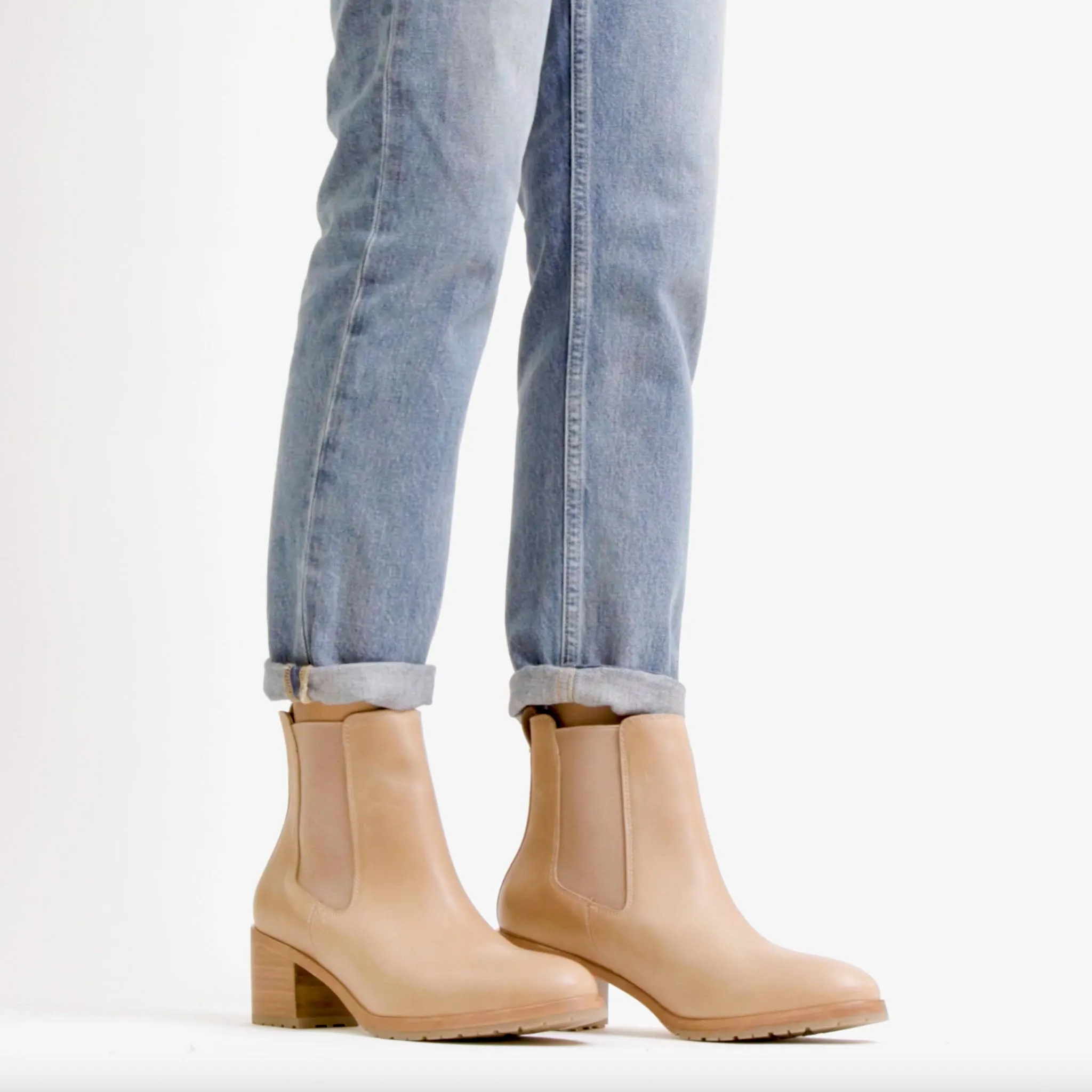 Ana Go-To Heeled Chelsea Boot Almond