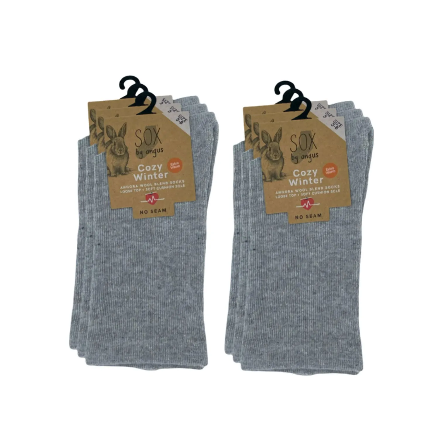 Angora Wool Blend Cushion Sole Loose Top Socks - NO SEAM - Light Grey