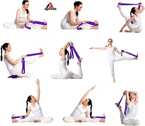 Aprodo Yoga Strap [6/8/10 Feet Size Options] 100% Cotton Straps with Adjustable D-Ring Buckle, Best for Yoga, Body Flexibility & General Fitness, Pack of 1 (Black, 10 Feet (120 Inches))