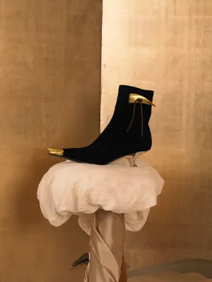 Artisanal Trigon Heeled Boots - Black/Gold