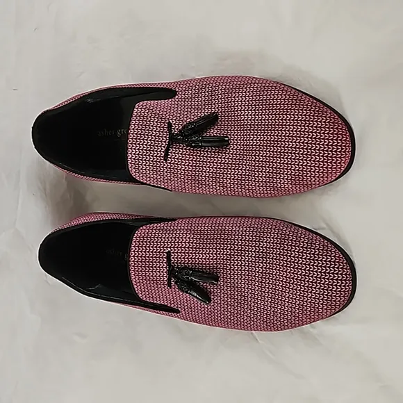 Asher Green Genuine Leather Wine Red Burgundy loafer with Black Tassel Size 10.5