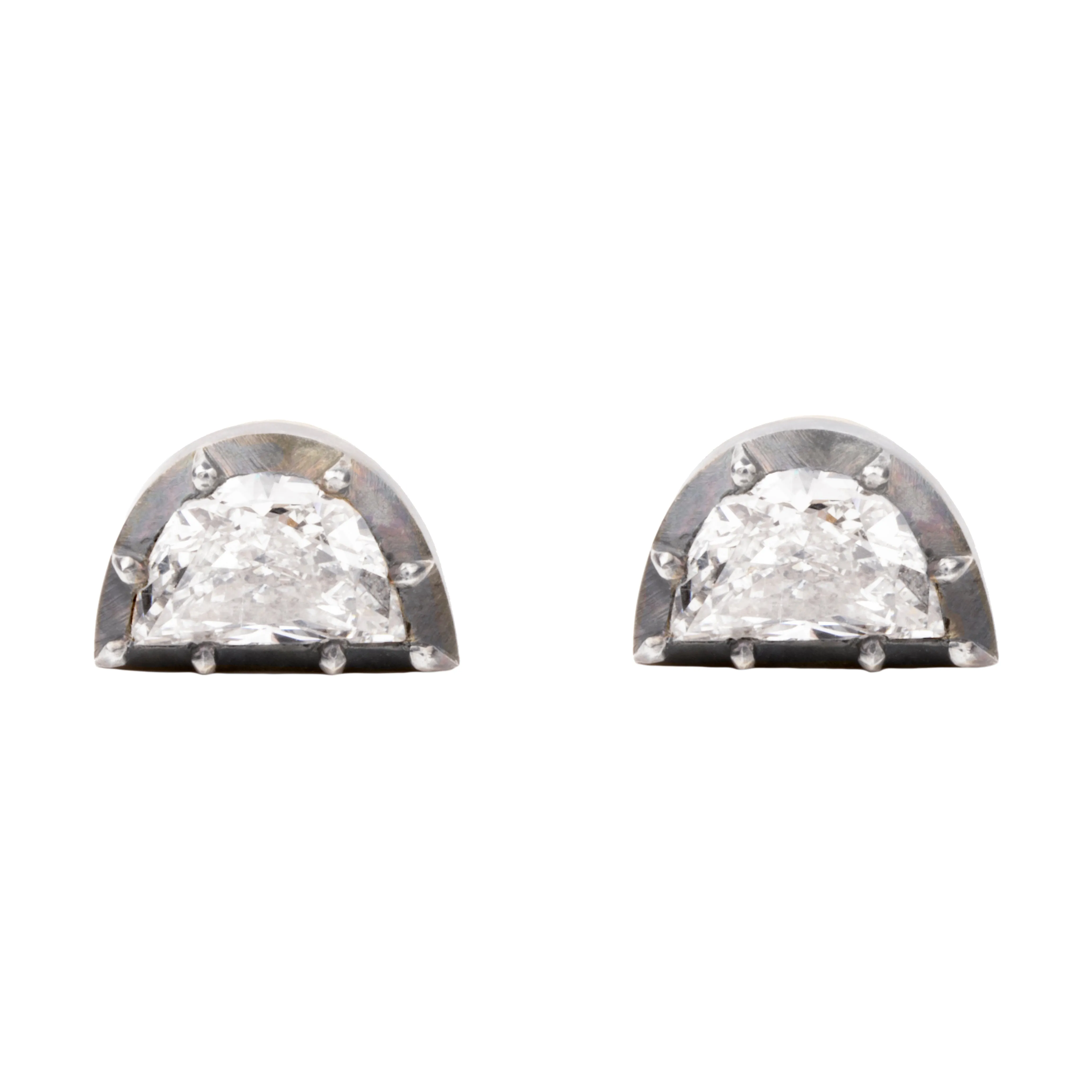 Bell & Bird Half Moon Cut Diamond Earrings