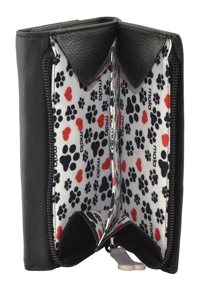 Best Friends Sitting Dogs Tri Fold Purse Grey - Mala Leather