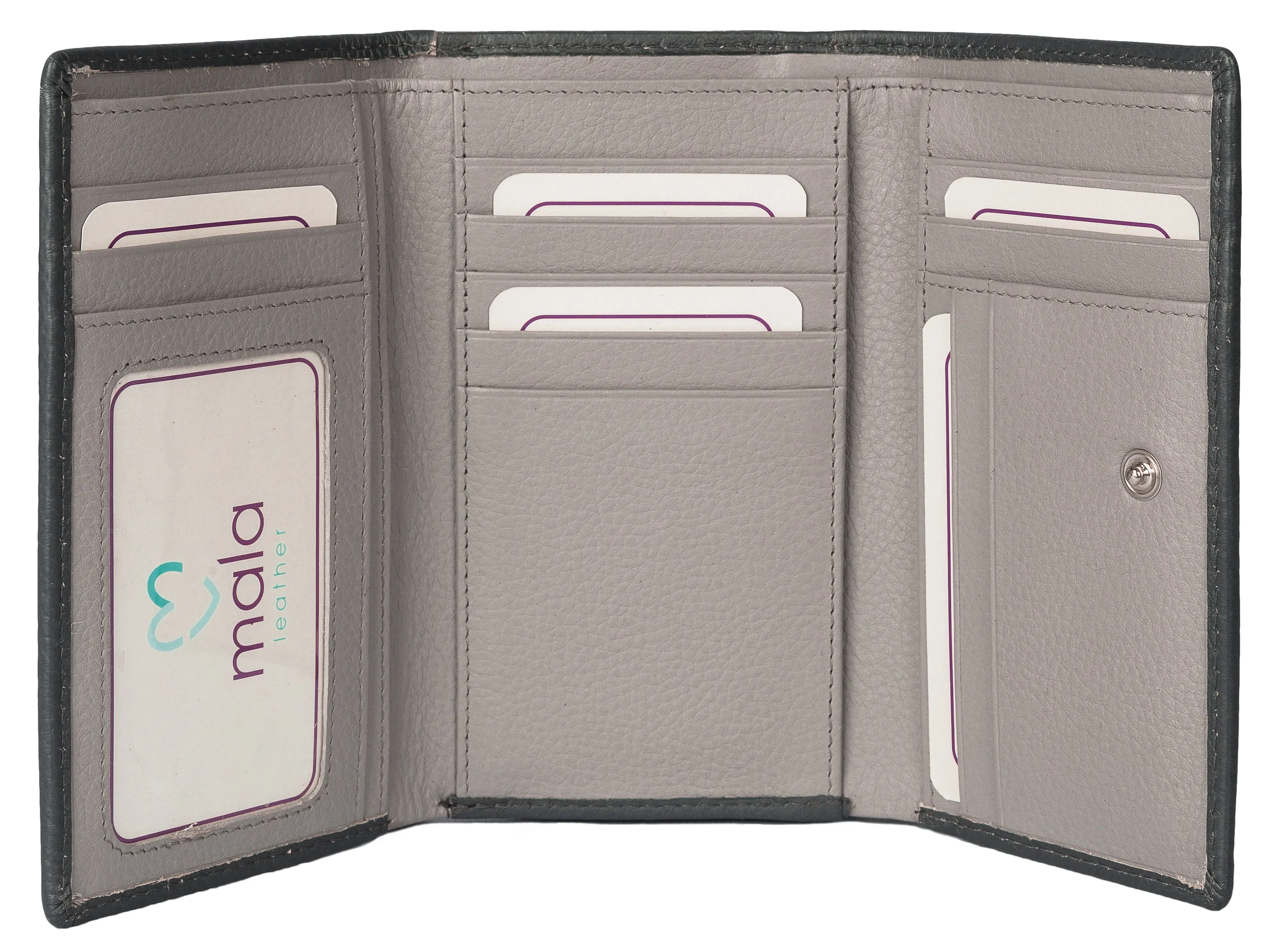 Best Friends Sitting Dogs Tri Fold Purse Grey - Mala Leather