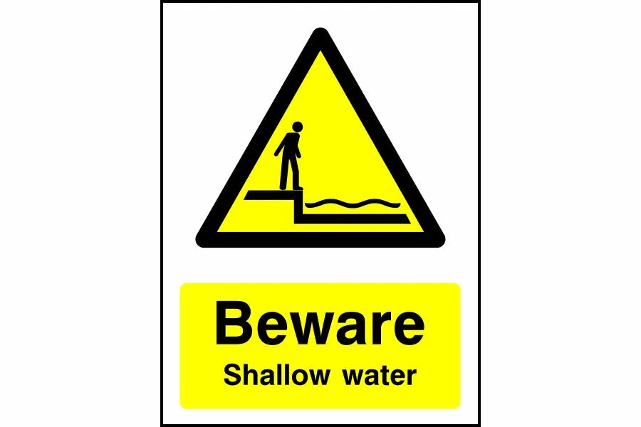 Beware Shallow water safety sign