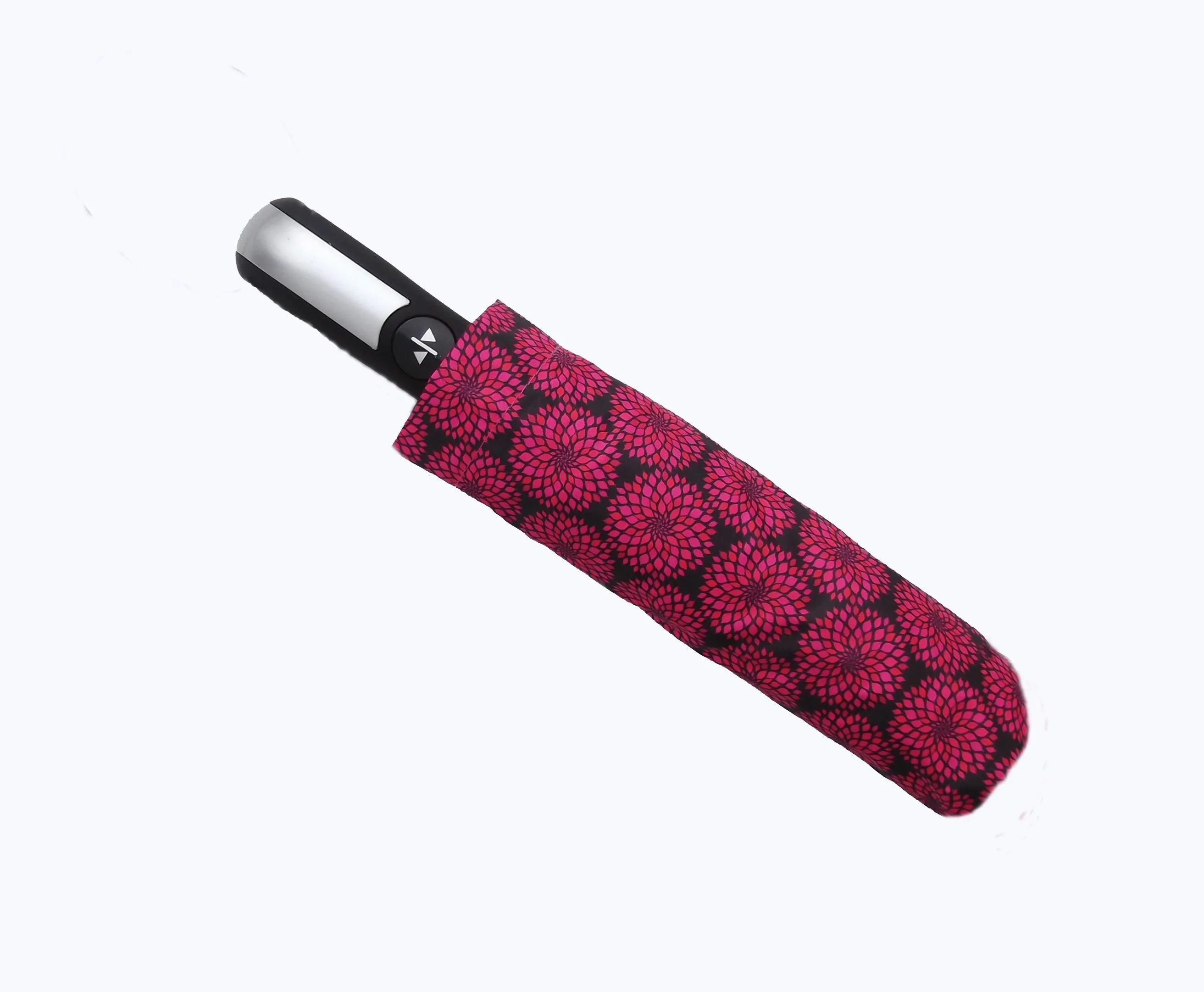 Black Flower Bloom Compact Umbrella-auto open/close sale!