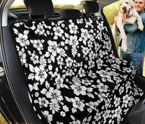 Black With White Hibiscus Hawaiian Flower Pattern Back Seat Protector Cover