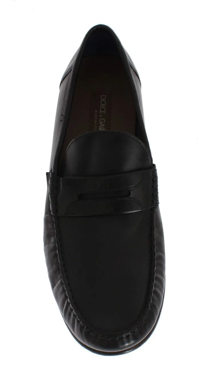Blue Leather Loafers Shoes