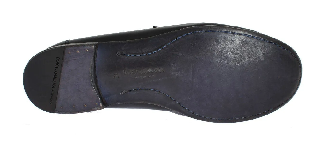 Blue Leather Loafers Shoes