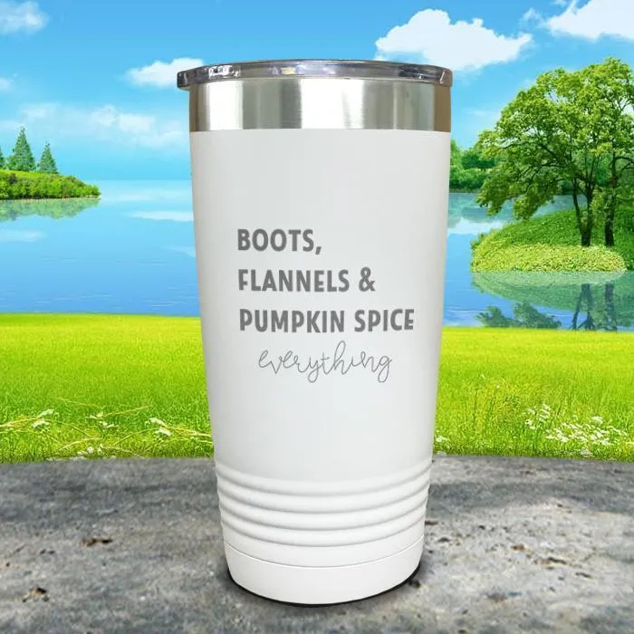 Boots Flannels and Pumpkin Spice Engraved Tumbler