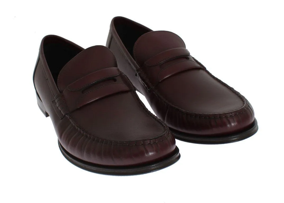 Bordeaux Leather Loafers Shoes