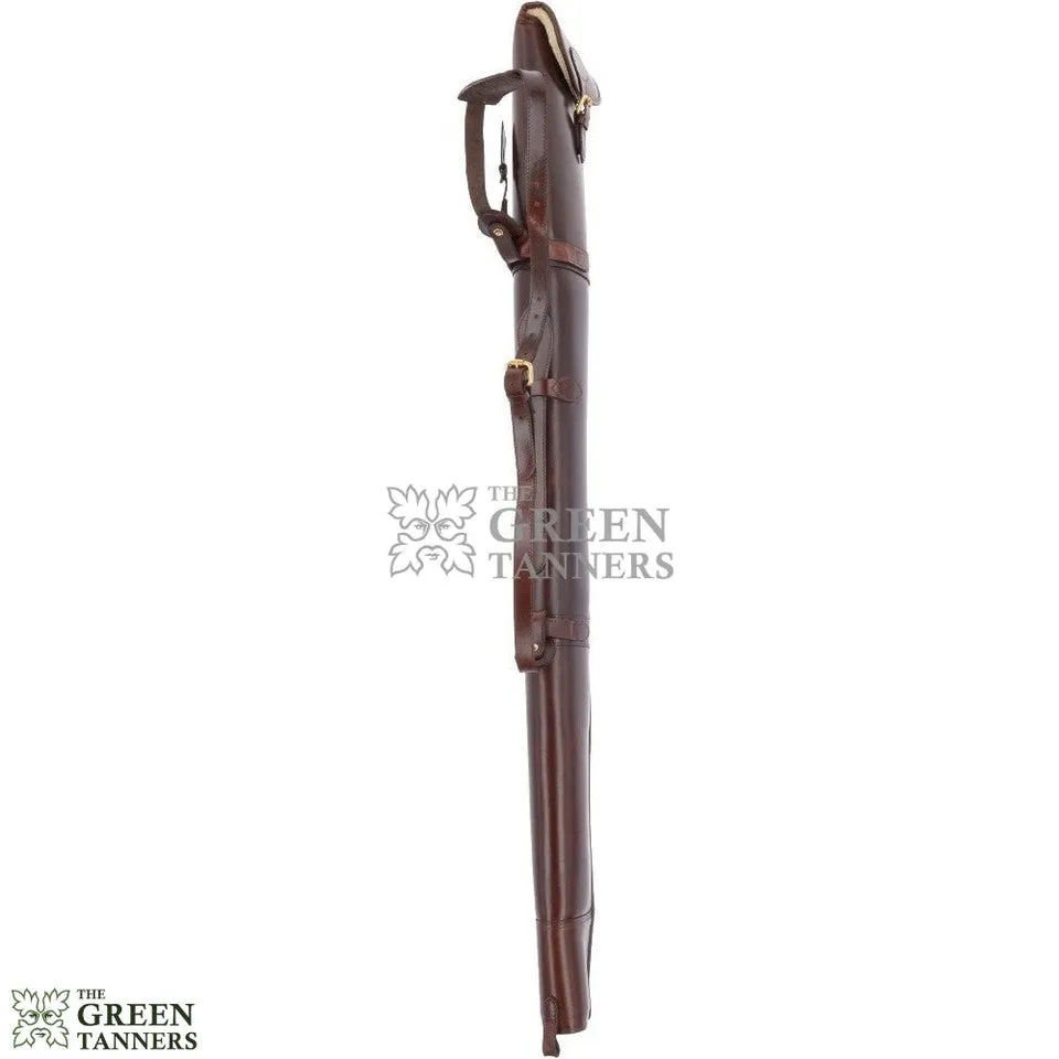 Brown Leather Shotgun Case With Adjustable Strap