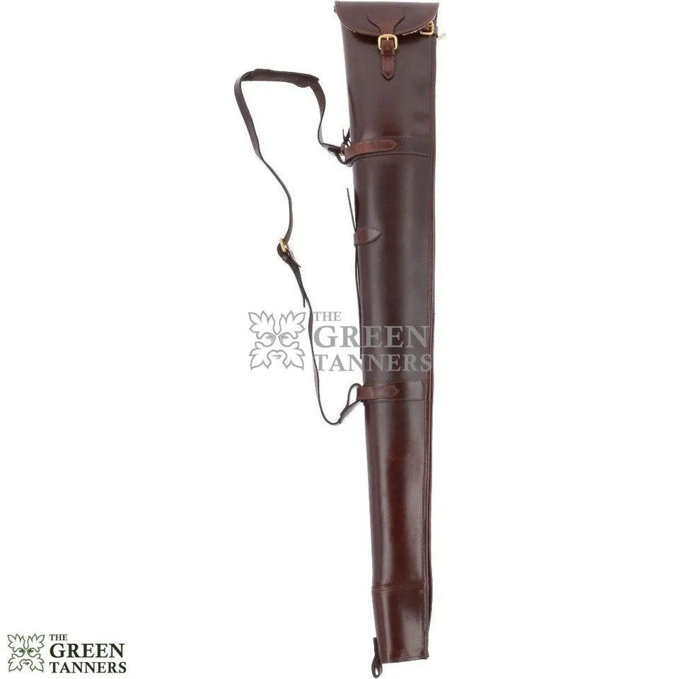 Brown Leather Shotgun Case With Adjustable Strap