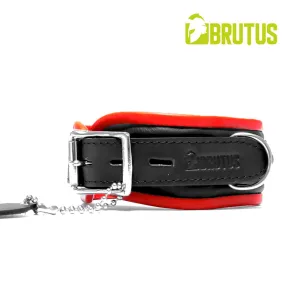 Brutus - Lederen Zwart/Rode Afsluitbare Collar