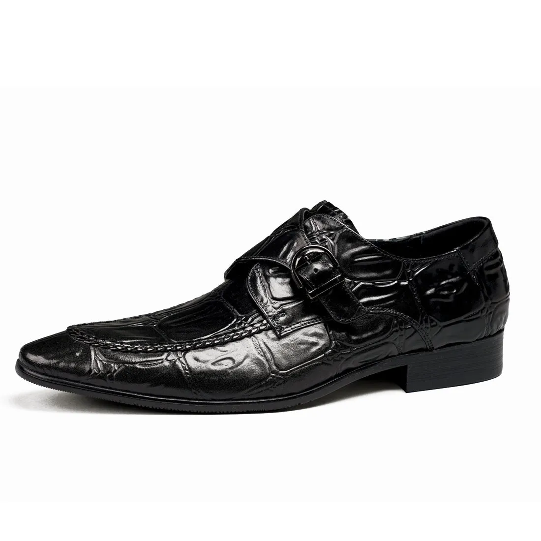 Buckle Mengke Leather Shoes Men's Genuine Leather Formal Men's Shoes Trendy Men's Slip-on Business Casual Shoes Leather Shoes 69501