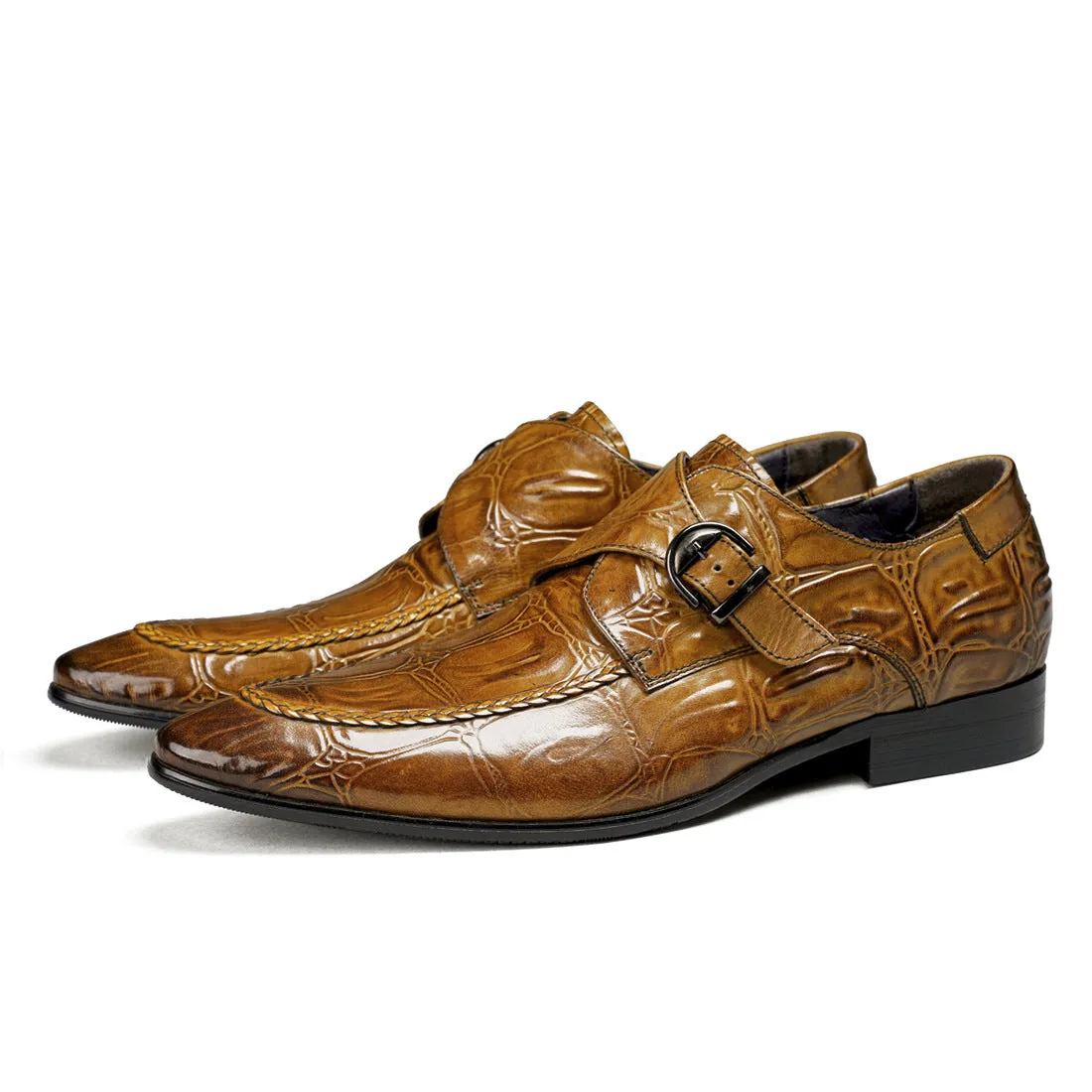 Buckle Mengke Leather Shoes Men's Genuine Leather Formal Men's Shoes Trendy Men's Slip-on Business Casual Shoes Leather Shoes 69501